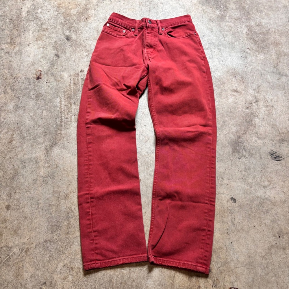 Levi's 514 Red Straight Leg Jeans 29x30 Colored Denim Grunge Y2K